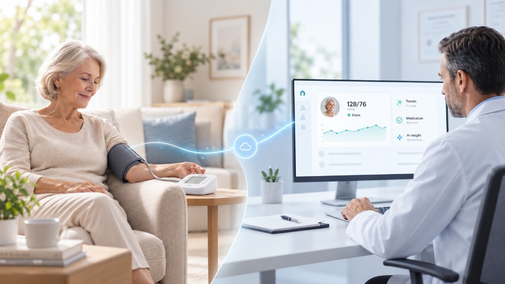 Home blood pressure measurement syncing to a clinician dashboard